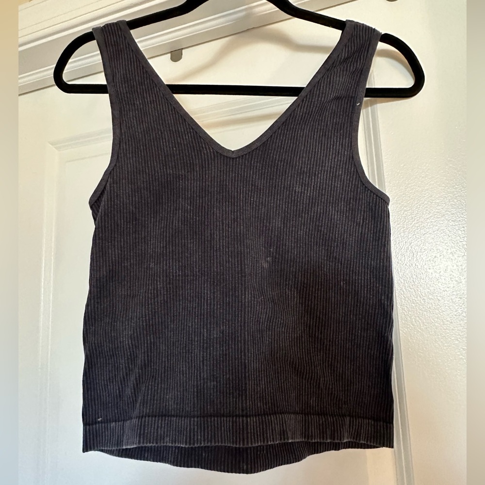 Charcoal Ribbed Tank Top